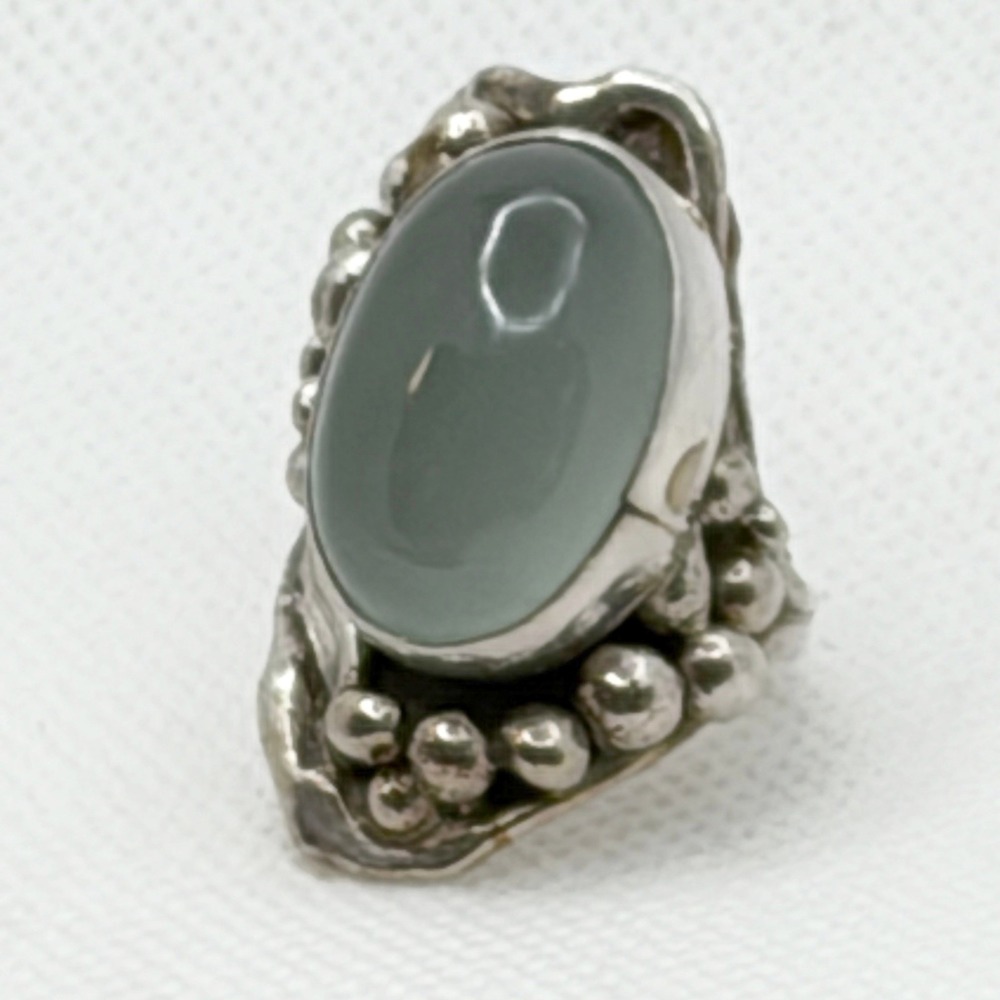 Diane Martz Artisan Ring Gray Labradorite Silver Size 8.25